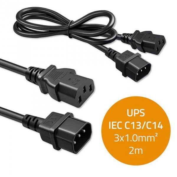 Qoltec Kabel zasilający IEC C13 | C14 | 3x1.0mm2 | Czysta miedź Cu | 2m