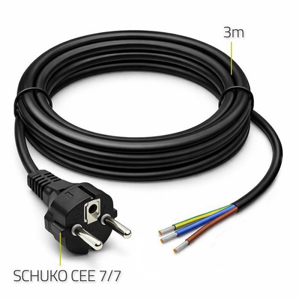 Qoltec Kabel zasilający SCHUKO CEE 7/7 (E/F) | miedź Cu | odizolowany lutowany | 3x1.5mm2 | 3m