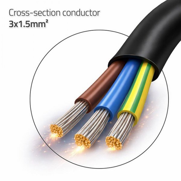 Qoltec Kabel zasilający | wtyczka kątowa SCHUKO CEE 7/7 (E/F) | miedź Cu odizolowany lutowany | 3x1.5mm2 | 1.8m