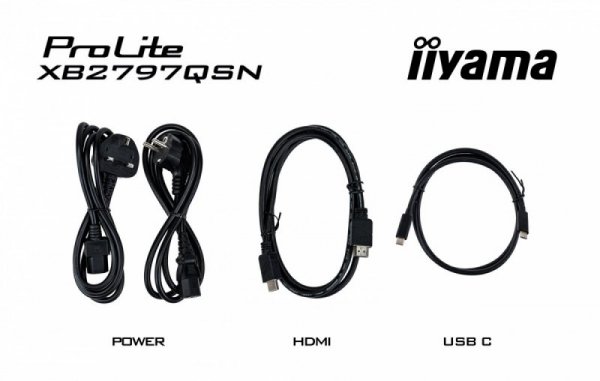 IIYAMA Monitor 27 cali XB2797QSN-B1 IPS/3.7 megapixel QHD, HAS150/ 350cd/1ms/HDMI/Displayport, USBC DOCK 65W, 4USB HUB, RJ45