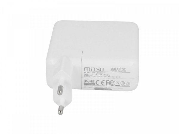 Mitsu Zasilacz ładowarka do laptopa 67W USB-C 5V-9V-12V-15V/3A, 20V/3.35A PD