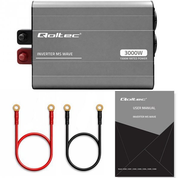 Qoltec Przetwornica napięcia MS Wave | 12V na 230V | 1500/3000W