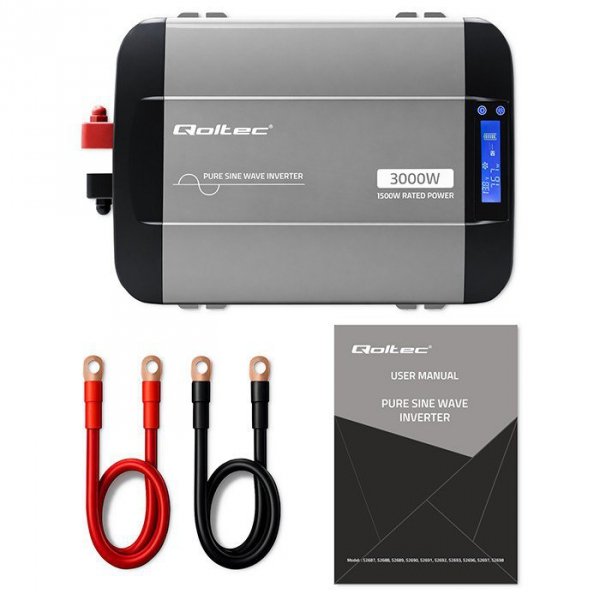 Qoltec Przetwornica napięcia Pure Sine Wave | 12V na 230V | 1500/3000W