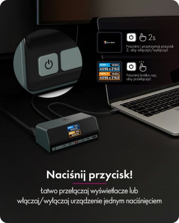 IcyBox Stacja dokująca IB-DK2300-CH 11w1 USB, HDMI, 100W PD, LAN