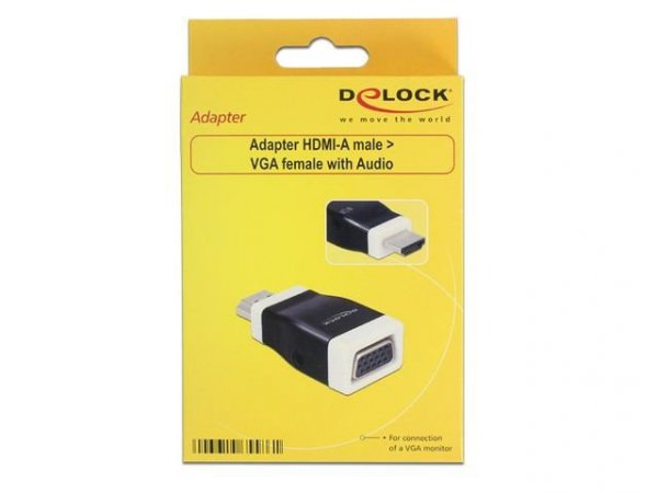 Delock Adapter HDMI-A(M)-&gt;VGA(F)+z funkcją audio