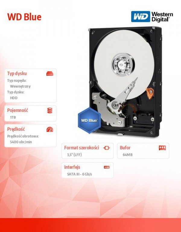 Western Digital HDD Blue 1TB 3,5&#039;&#039; 64MB SATAIII/5400rpm