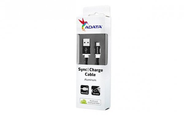 Adata Kabel USB-microUSB 1m Czarny alu-knit