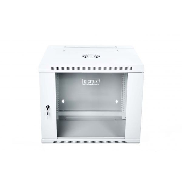 Digitus Szafa wisząca dwusekcyjna 19 9U 501/600/550mm, drzwi szklane, szara (RAL 7035), zmontowana