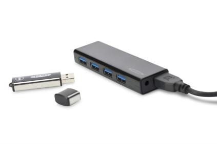 EDNET HUB/Koncentrator 4-portowy USB 3.0 SuperSpeed, aktywny, czarny