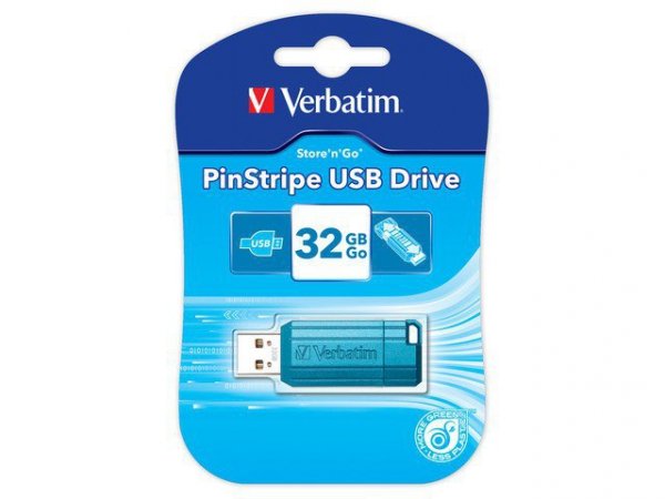 Verbatim Pendrive PinStripe USB 2.0 Drive 32GB Carribean Blue