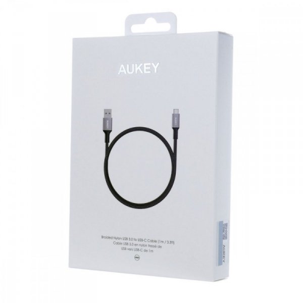 AUKEY CB-CD2 nylonowy kabel Quick Charge USB C-USB 3.0 | 1m | 5 Gbps | 3A | 60W PD | 20V