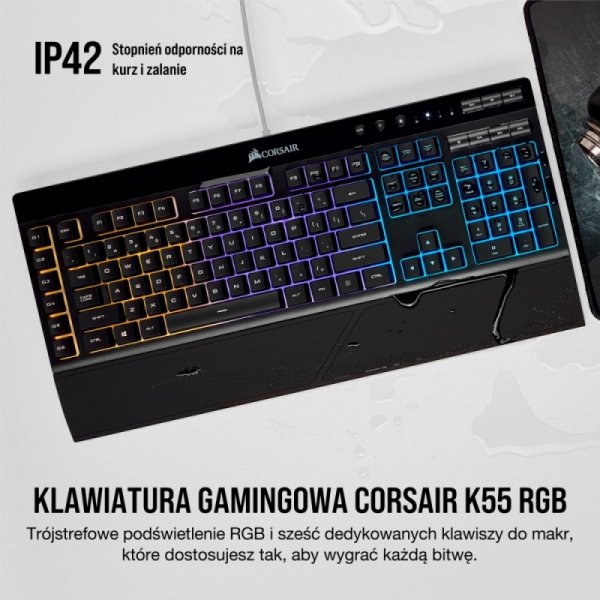 Corsair Gaming K55 RGB, Black, RGB LED