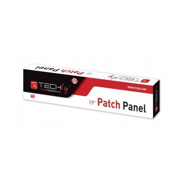 Techly Patch panel 1U UTP 24xR J45 Cat.5e, czarny