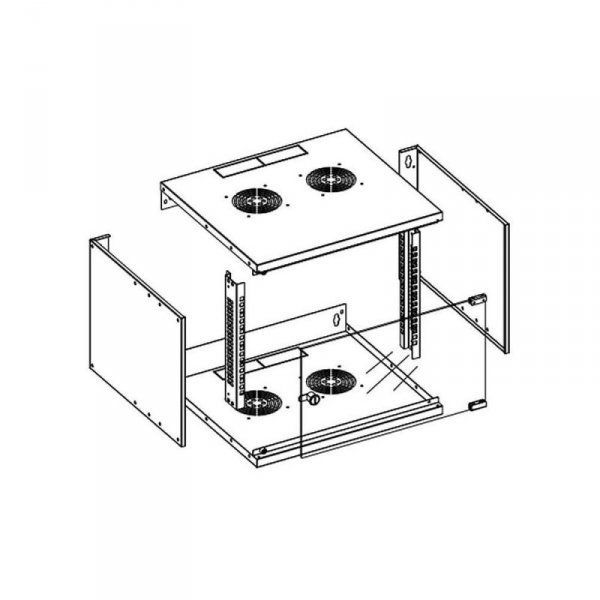 Techly Szafka wisząca ECO 19cali 6U/450mm szklane drzwi zmontowana czarna