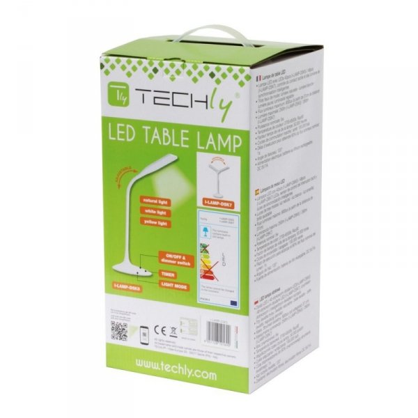 Techly Lampka biurkowa LED 48 diod 5W 2700K/6500K z akumulatorem biała