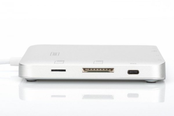 Digitus Stacja dokująca USB Typ C, 11 dodatkowych portów, funkcja Dual Monitor, 4K 30Hz, aluminiowa, Srebrna