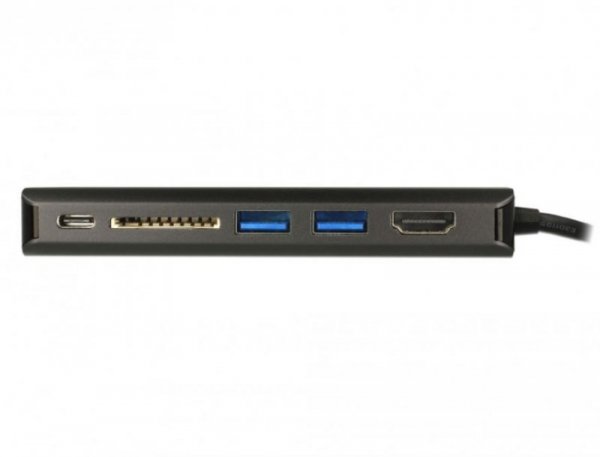 Delock Replikator portów USB-C -&gt; HDMI, LAN, 2x USB 3.0, czytnik kart SD USB-C + zasilanie Czarny