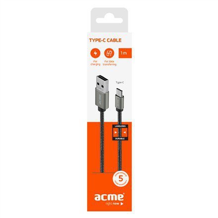 ACME Europe Kabel USB Typ-C(M) - USB Typ-A(M) CB2041G 1m gwiaździsta szarość