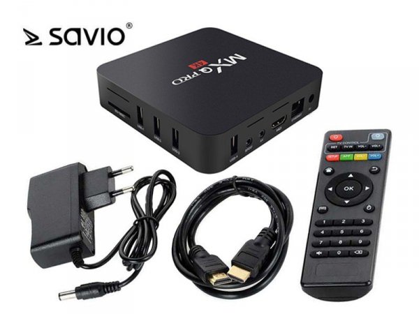 Elmak TV Box, Android 9.0 Pie SAVIO HDMI v 2.0, 4K UHD, 4xUSB, WiFi, SD/MMC