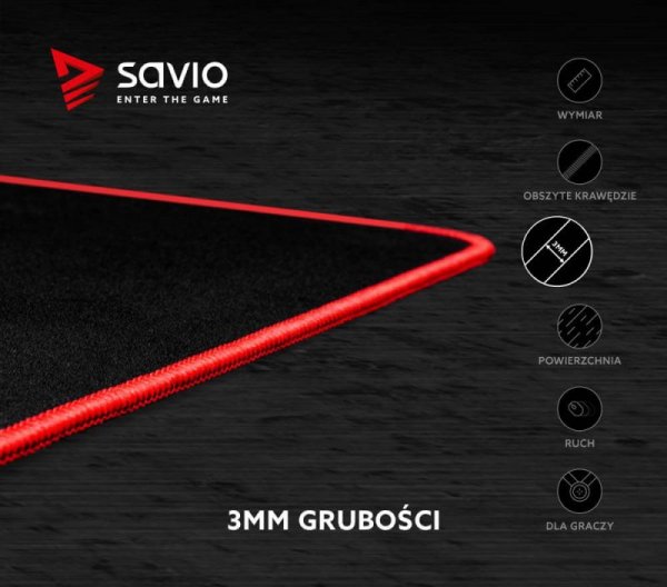 Elmak Podkładka pod mysz gaming SAVIO Turbo Dynamic M 450x450x3mm, obszyta