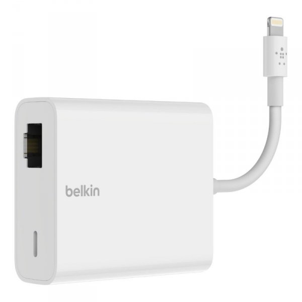 Belkin Adapter przejsciówka Lightning do Ethernet/Lightning 13cm biały oem