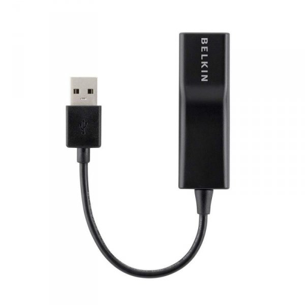 Belkin Adapter przejsciówka USB-A 2.0 do Ethernet 15cm czarny