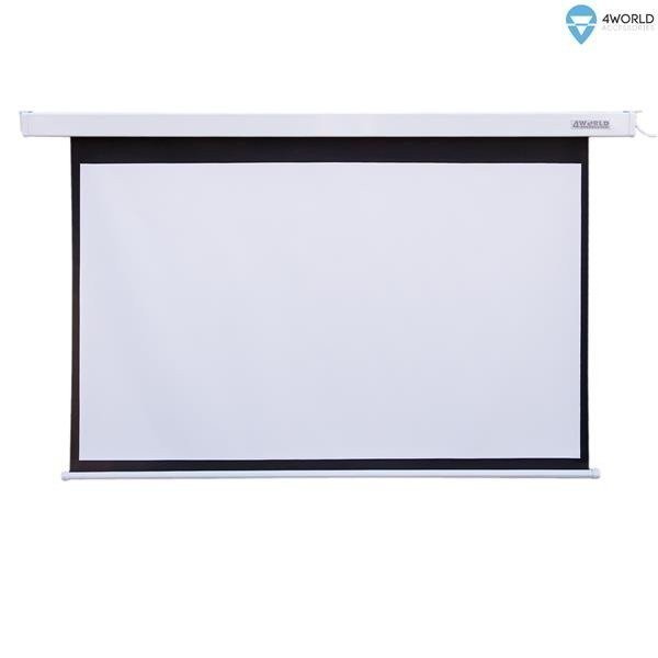 4world Ekran projekcyjny z pilotem elektrycznym ścienny/sufitowy 300x187CM 139cali (16:10) biały matt
