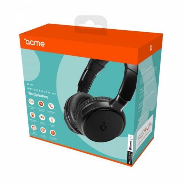 ACME Europe Słuchawki z mikrofonem Bluetooth nauszne ANC (z technologią tłumienia dźwięków otoczenia) BH315