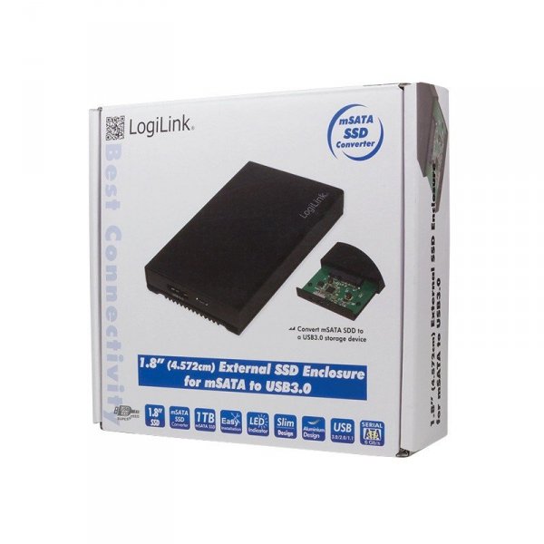 LogiLink Obudowa zewnętrzna 1.8 cala do mSATA, microUSB3.0 Czarna