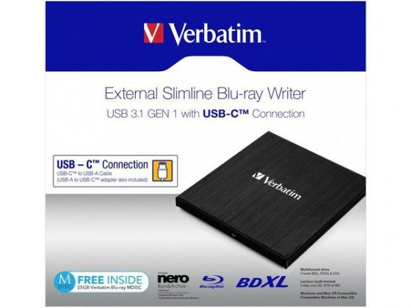 Verbatim Nagrywarka BLU-RAY USB-C 3.1 Zewnętrzna