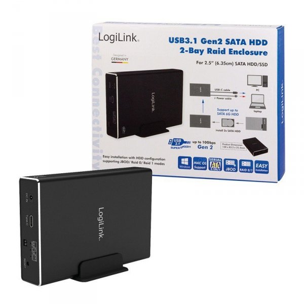 LogiLink Zewnętrzna obudowa HDD 2 x 2.5 cala SATA USB3.1 gen2