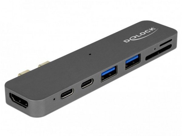 Delock Stacja dokująca dla Macbooka USB-C(M)-&gt;2X USB 3.1, HDMI,  1X THUNDERBOLT/CZYTNIK SD/MICROSD 5K