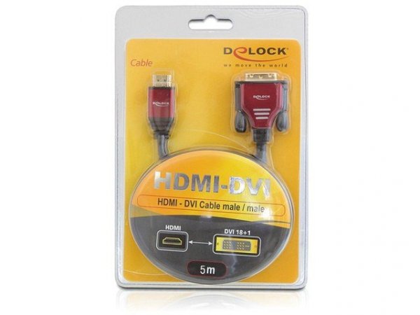 Delock Kabel HDMI(M)-DV I-D(M)(18+1) 5M