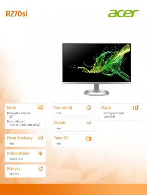 Acer Monitor 27 cali R270si