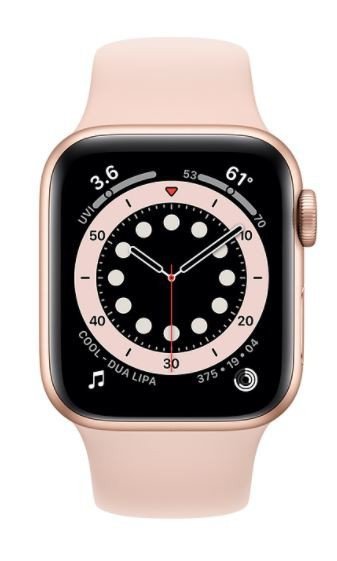 Apple Zegarek Series 6 GPS, 40mm koperta z aluminium w kolorze złotym z paskiem sportowym w kolorze piaskowego różu - Regular