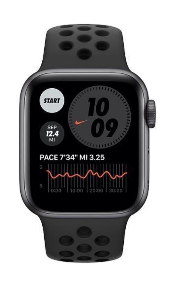 Apple Zegarek Nike Series 6 GPS + Cellular, 44mm koperta z aluminium w kolorze gwiezdnej szarości z paskiem sportowym antracyt/c