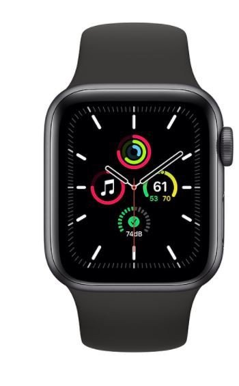 Apple Zegarek SE GPS + Cellular, 40mm koperta z aluminium w kolorze gwiezdnej szarości z czarnym paskiem sportowym - Regular