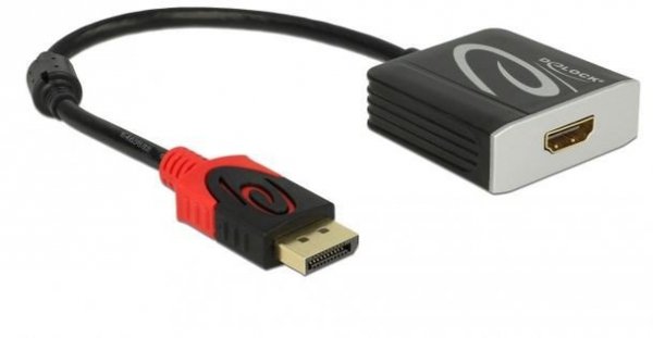 Delock Adapter  DISPLAYPORT(M) 1.4 -&gt; HDMI(F) 4K 60Hz NA KABLU 20 cm   Aktywny czarny na kablu