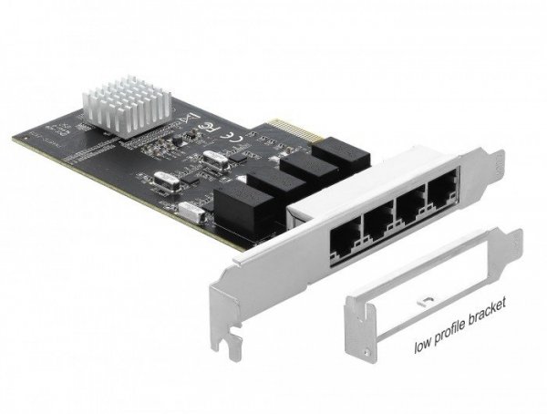 Delock Karta sieciowa PCIE 4xRJ45