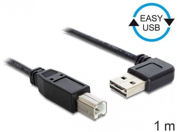 Delock Kabel USB-A(M) kątowy lewo/prawo-USB-B(M) 2.0 1m