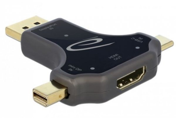 Delock Adapter  3w1 USB cm/Displayport(M)/Displayport MINI (M)-&gt;HDMI(F)