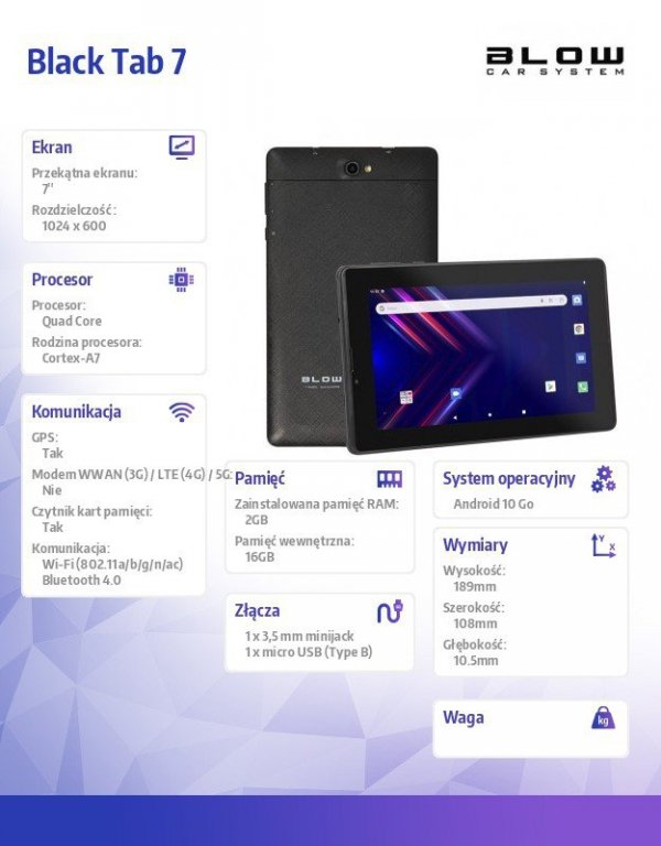 BLOW Tablet Black Tab 7 3G V2 2/16 GB