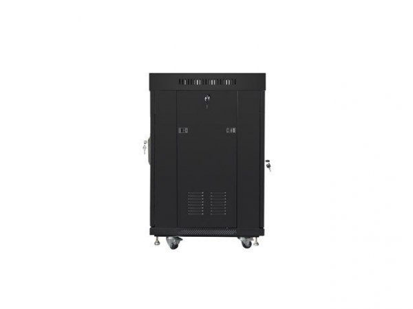 Lanberg Szafa instalacyjna Rack stojąca 19 15U 600X600 czarna, drzwi sklane (flat pack)