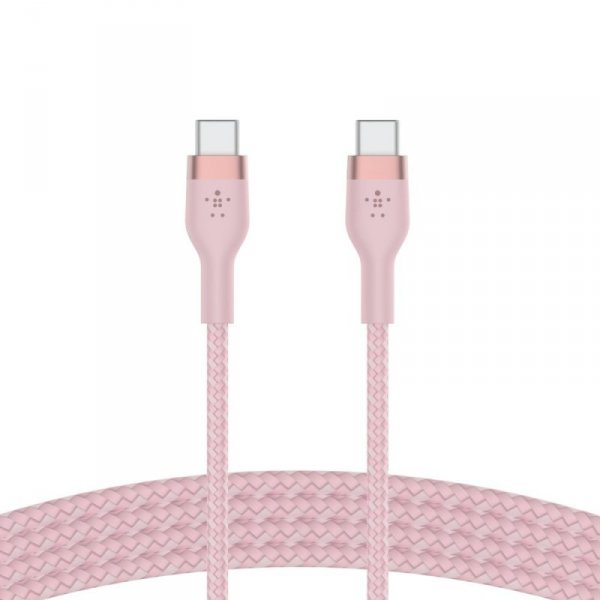 Belkin Kabel BoostCharge USB-C/USB-C silikonowy w oplocie 3m, różowy