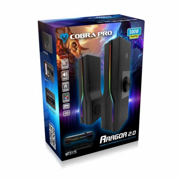 Media-Tech Głośniki soundbar z Bluetooth ARAGOR 2.0 MT3175 Gamingowe/2.0 lub soundbar/Line-in/Bluetooth 5.0/RGB/Jack 3,5/USB/RMS