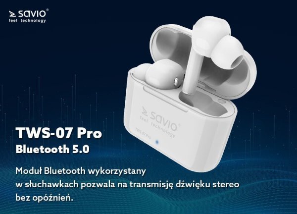 Savio Słuchawki Bluetooth z mikrofonem, TWS-07