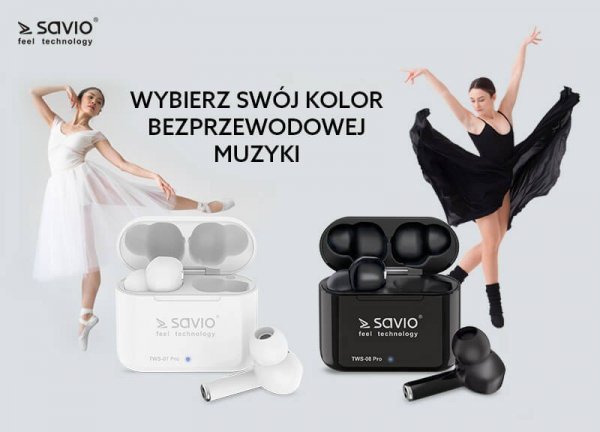 Savio Słuchawki Bluetooth z mikrofonem, TWS-07
