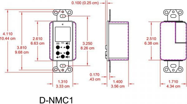 RDL Sieciowy panel zdalnego sterowania z wyświetlaczem, Dante - D-NMC1, kolor biały
