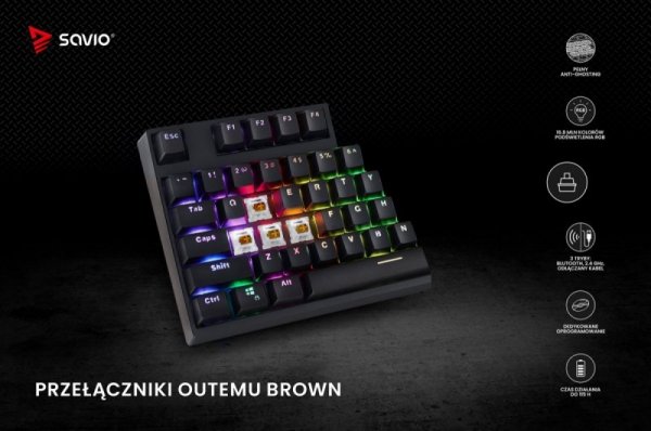 Savio Klawiatura mechaniczna Rampage Outemu Brown, anti-ghosting, RGB