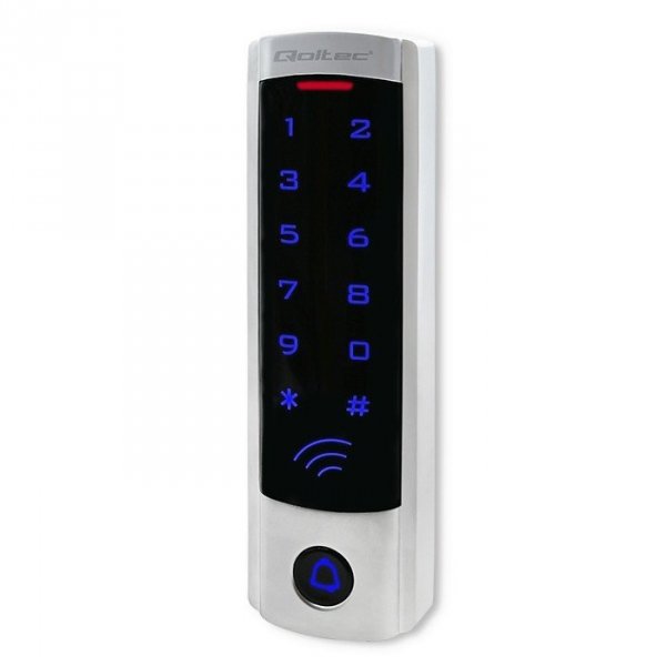 Qoltec Zamek szyfrowy DIONE z czytnikiem RFID | kod | karta | brelok |  dzwonek  IP68 | EM | slim